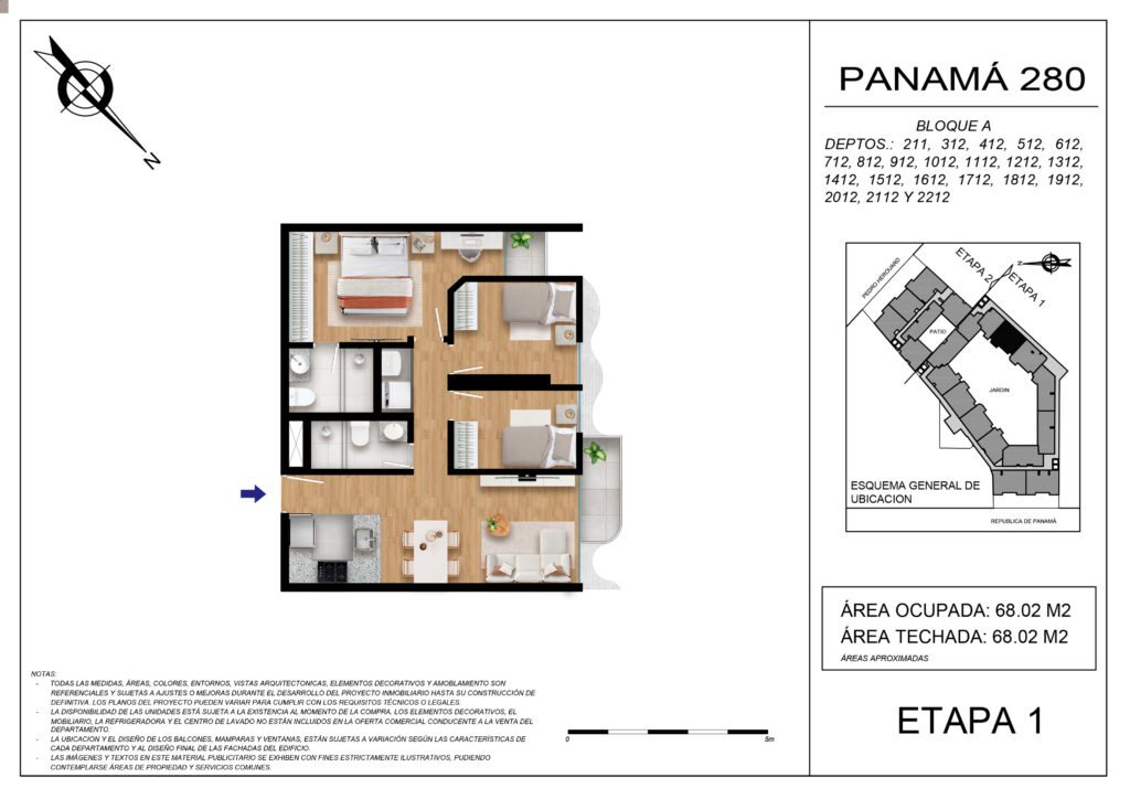 Plano de la tipología ETAPA 1 - 211, 312 AL 2212