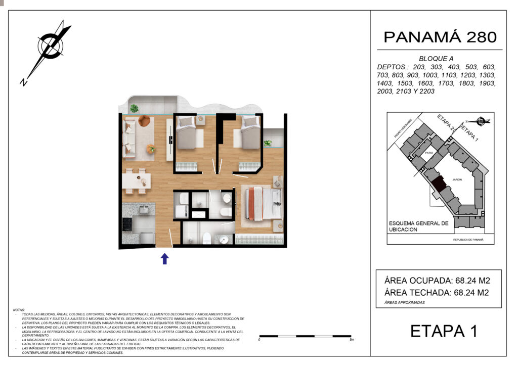 Plano de la tipología ETAPA 1 - DPTO 203 al 2203