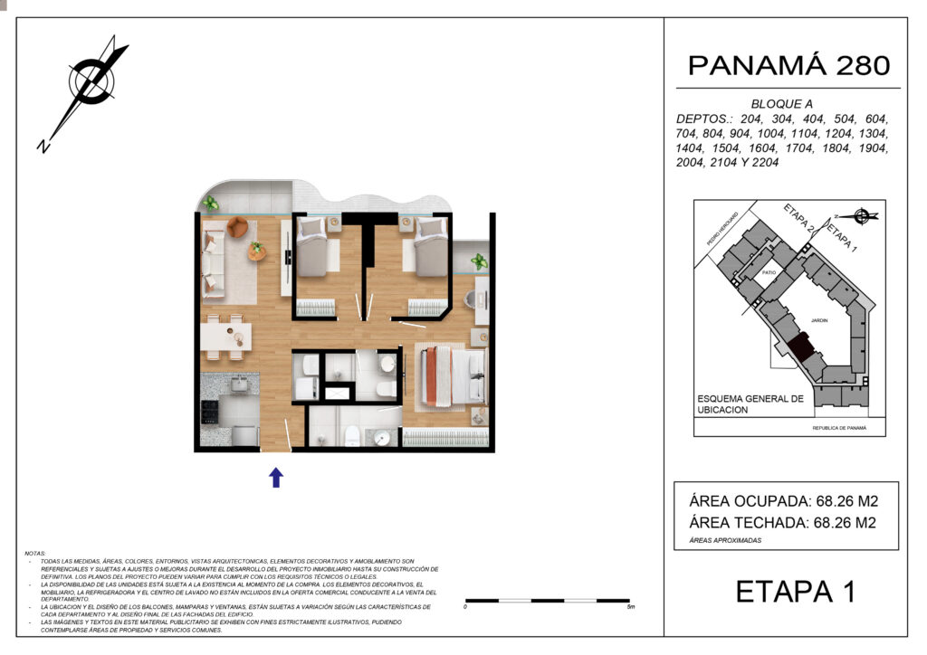 Plano de la tipología ETAPA 1 - DPTO 204 al 2204