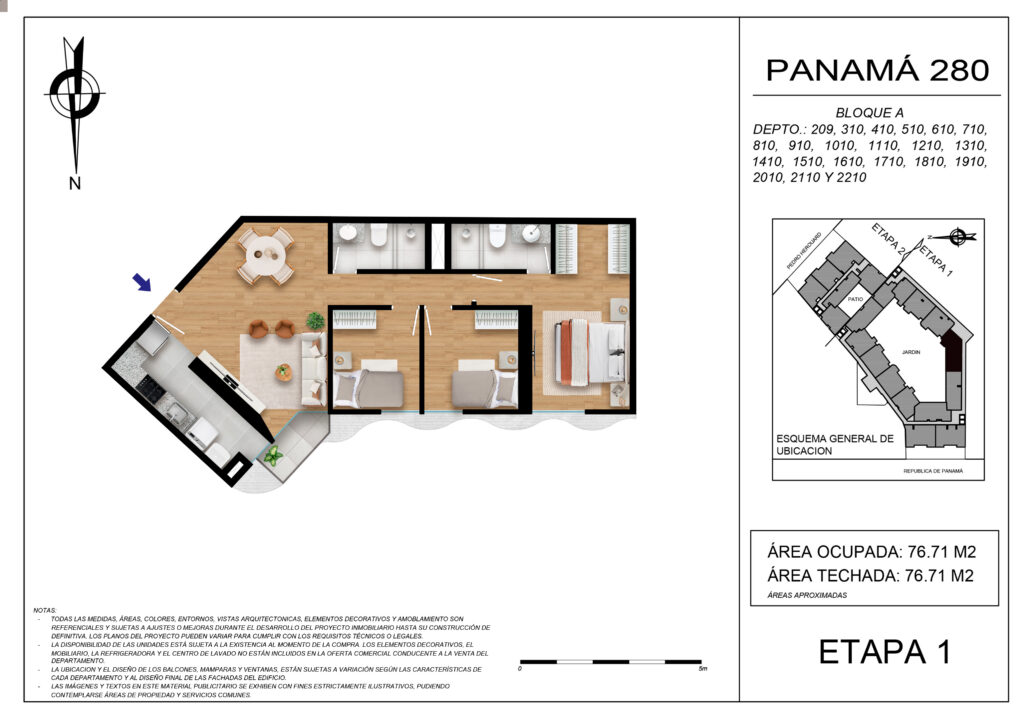 Plano de la tipología ETAPA 1- DPTO 209, 310 AL 2210