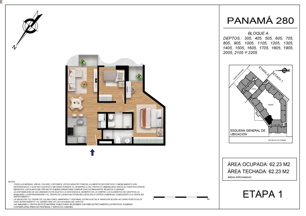 Plano de la tipología ETAPA 1 - DPTO 305 AL 2205