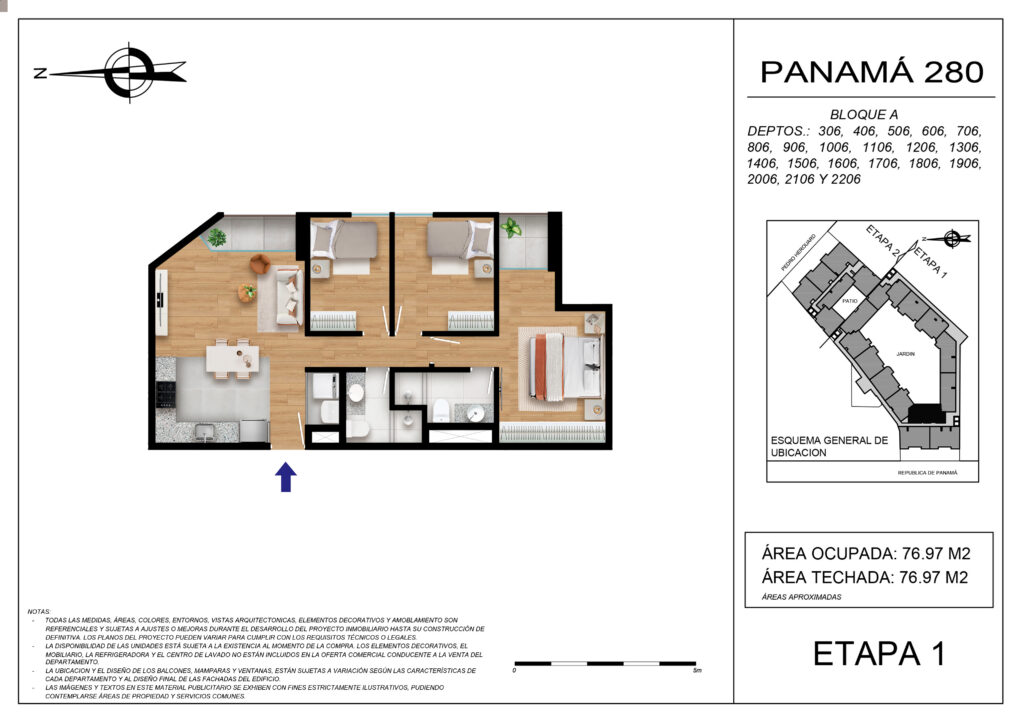 Plano de la tipología ETAPA 1 - DPTO 306 AL 2206